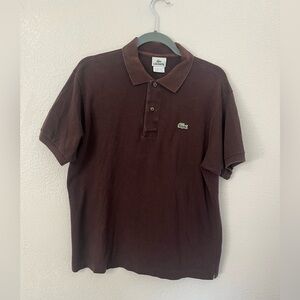 Lacoste Brown Polo Short Sleeve Button Front Shirt Size 5 / Large